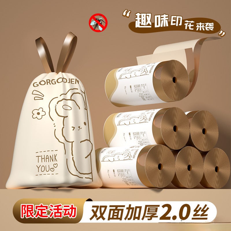 Printed Garbage Bag Thickened Tear-Free Household Drawstring Portable Kitchen Large Extra-Thick Dormitory Bathroom Cleaning - Image 2